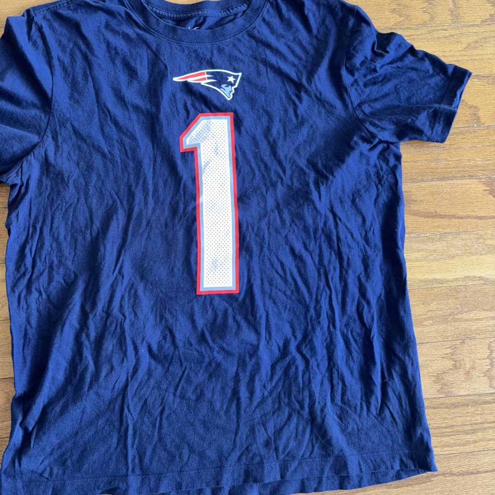 Cam Newton #1 New England Patriots Nike Men's‎ L Jersey T-Shirt 3750 Like New